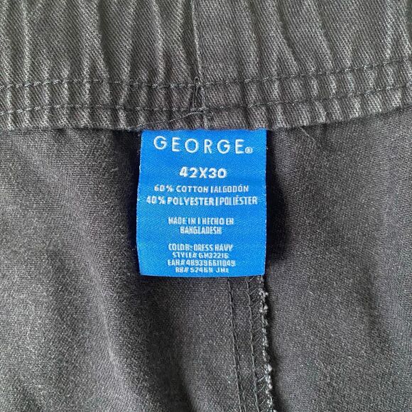 George men 42x30 pull on chino pants w/front pockets black - Picture 9 of 11